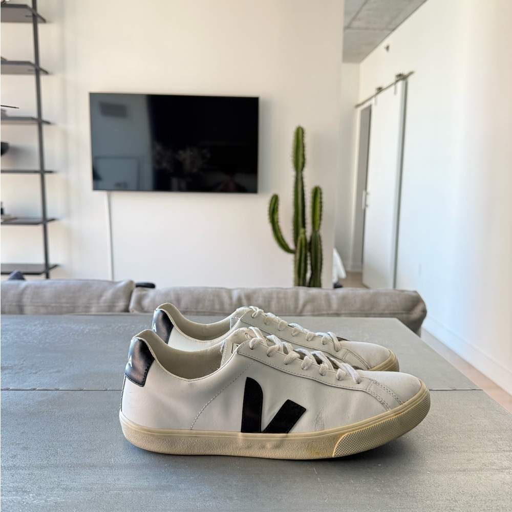 Veja White Sneakers with Black Detailing